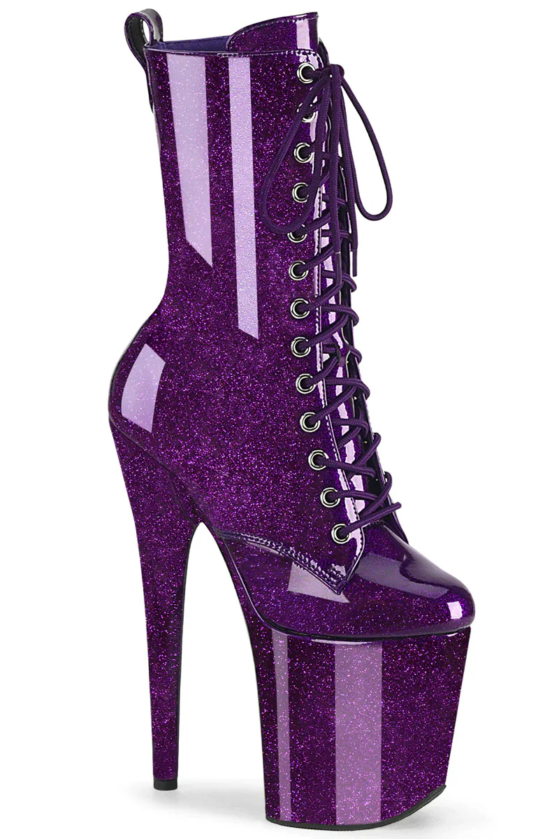 Pleaser USA Flamingo-1040GP 8inch Boots - Purple Glitter