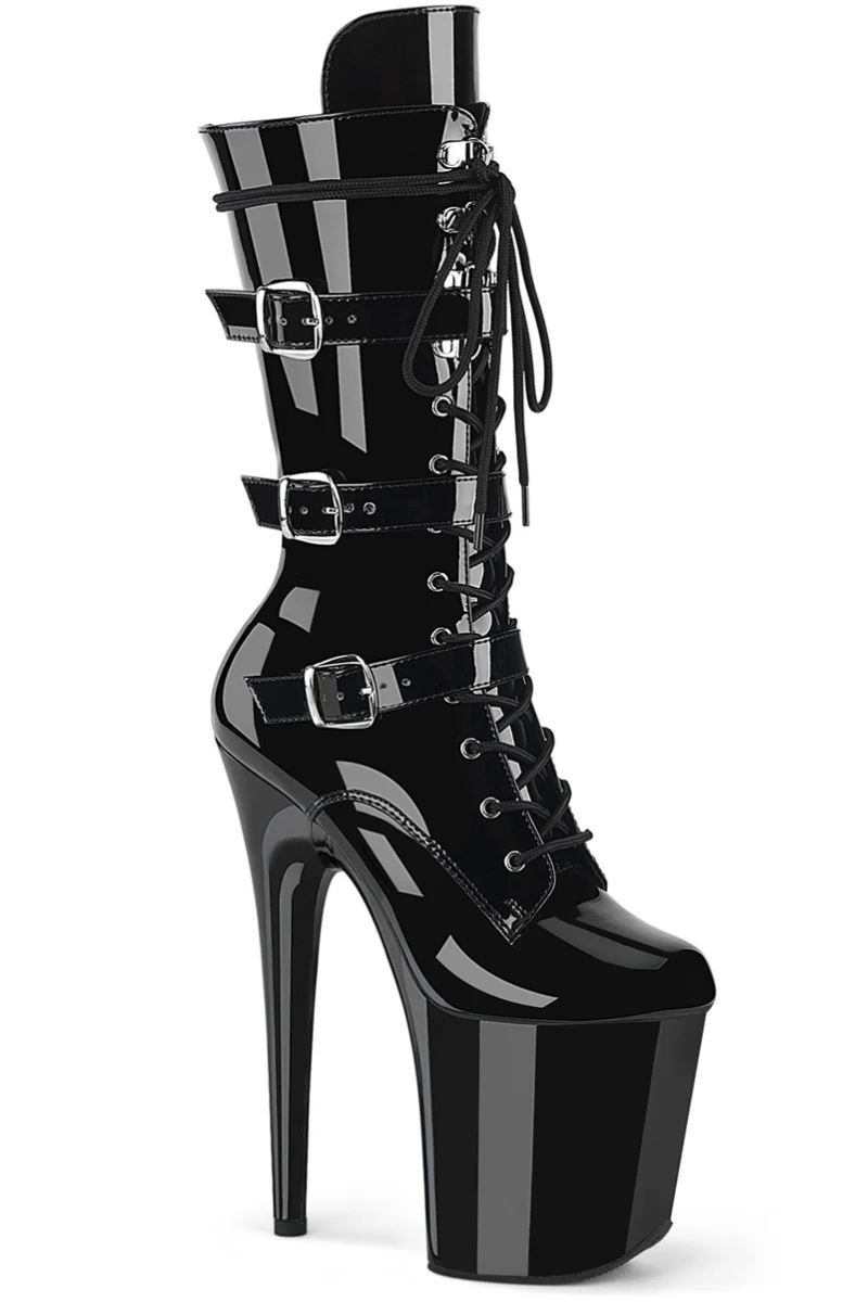 Pleaser USA Flamingo-1053 8inch Boots - Patent Black