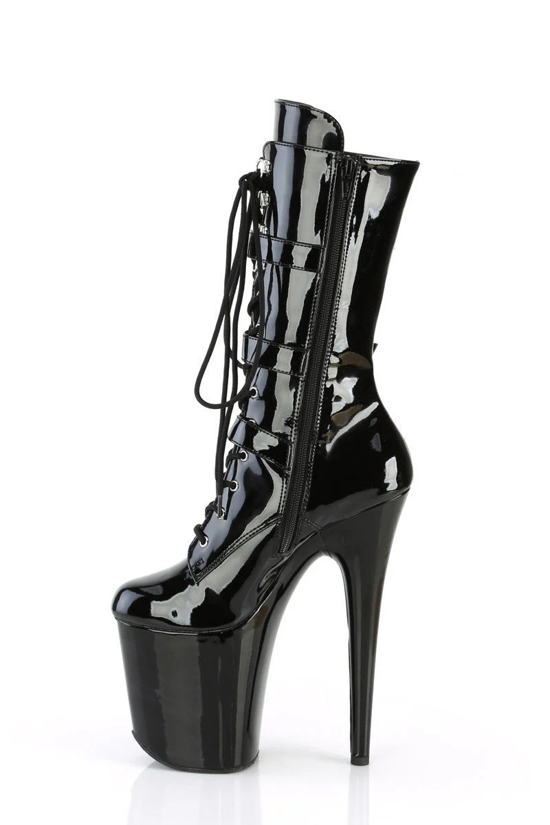 Pleaser USA Flamingo-1053 8inch Boots - Patent Black - Image 4