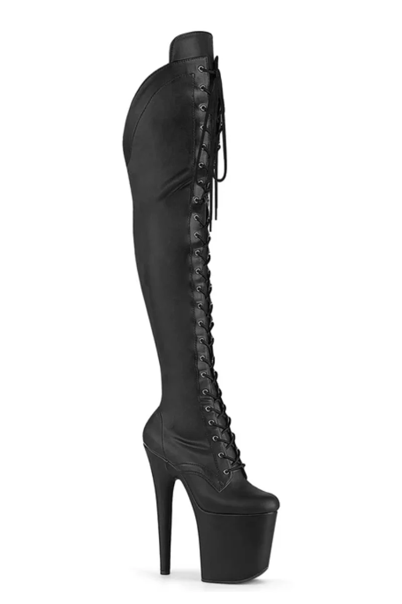 Pleaser USA Flamingo-3014 8inch Over Knee Boots - Matte Black