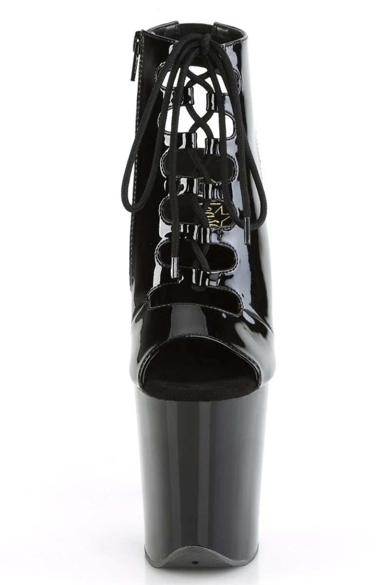 Pleaser USA Flamingo-800-20 8inch Lace Up Stilletos - Patent Black - Image 4