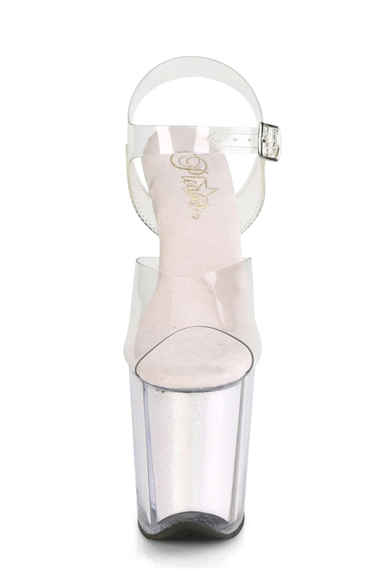 Pleaser USA Flamingo-808G Glitter Filled 8inch Stilettos - Opal - Image 4