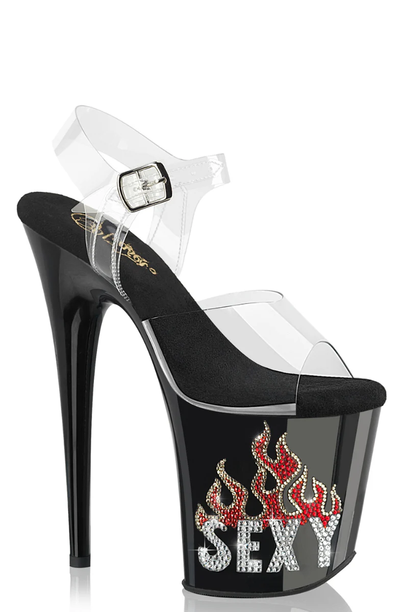 Pleaser USA Flamingo-808SEXY 8inch Stilettos - Patent Black