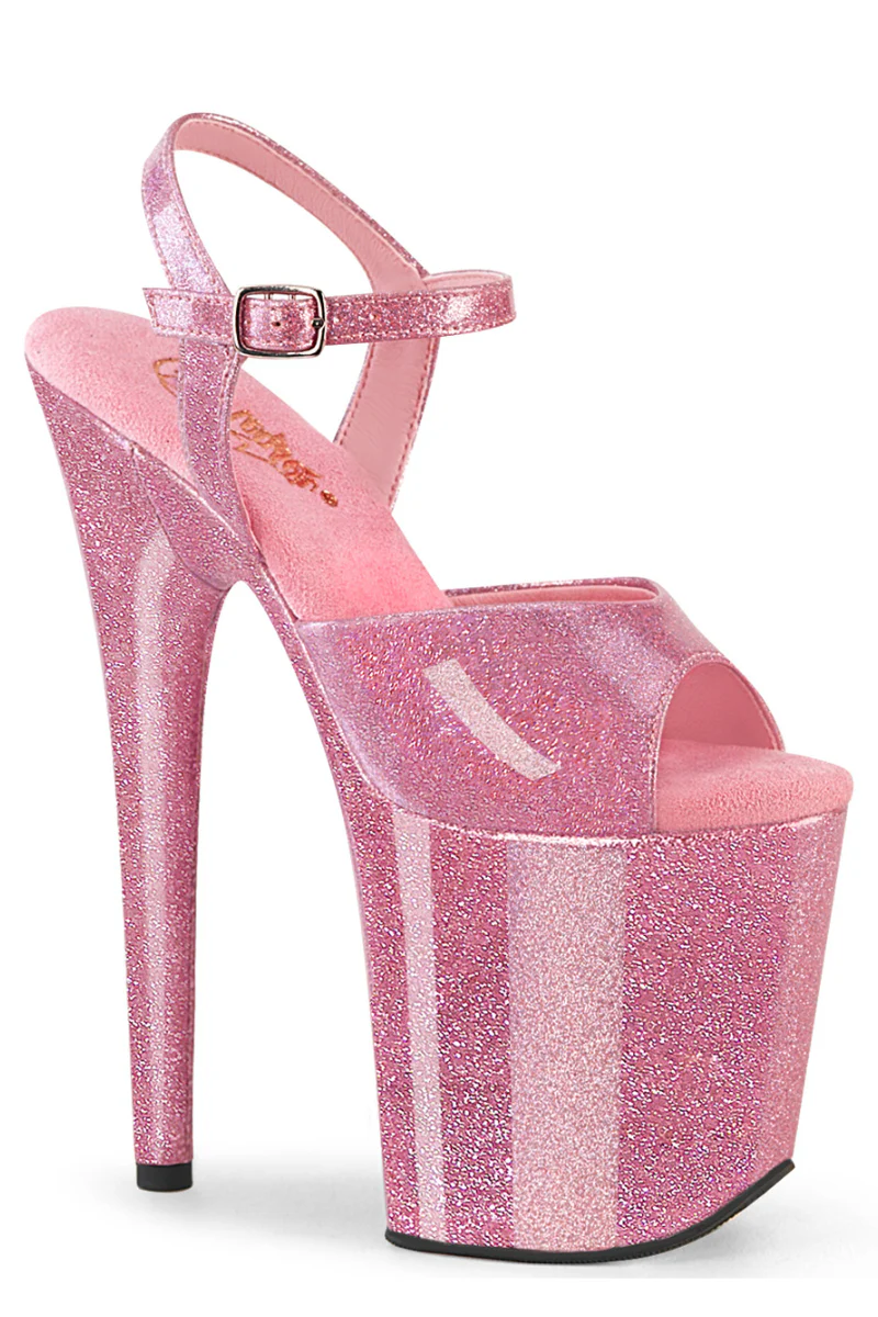 Pleaser USA Flamingo-809GP 8inch Stilettos - Baby Pink Glitter - Image 3
