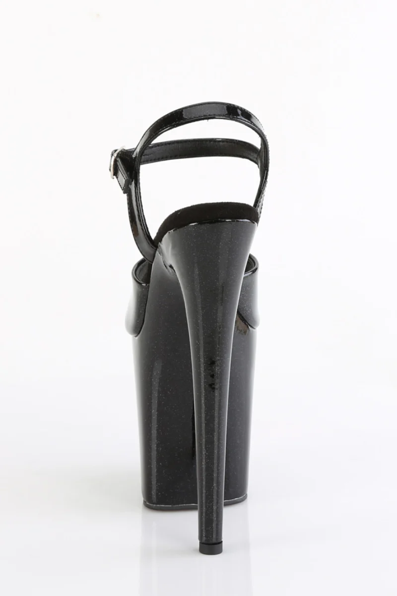 Pleaser USA Flamingo-809GP 8inch Stilettos - Black Glitter - Image 5