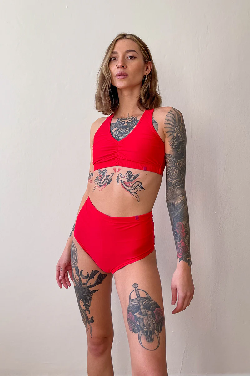 Pole Addict Scrunch Butt Basic High Waist Shorts - Red - Image 3