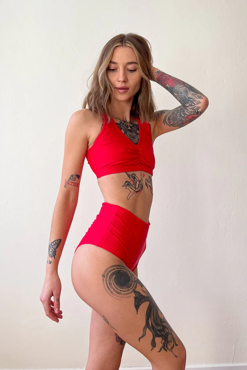 Pole Addict Scrunch Butt Basic High Waist Shorts - Red - Image 4