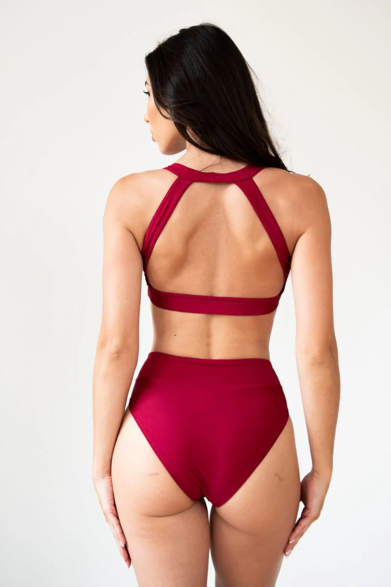 Pole Addict Isla High Waisted Bottoms - Wine - Image 2