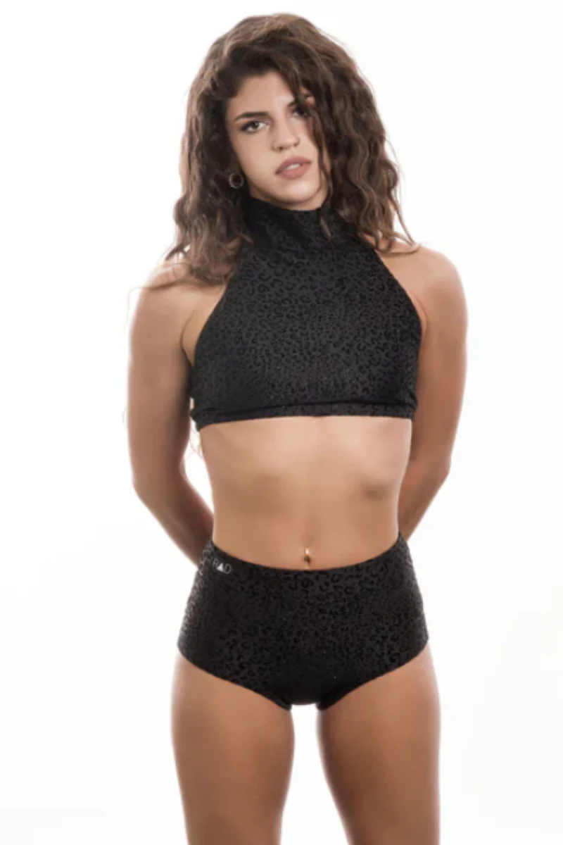 RAD Eve Leopard Top - Black Glitter