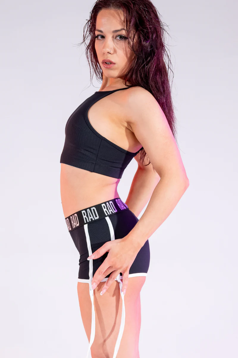 RAD O'NYX Retro String Shorts - Black - Image 3