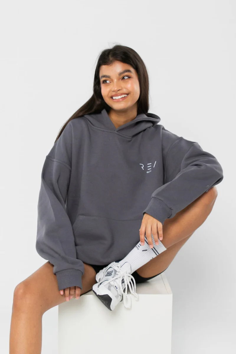 REV ACTIV Innocent Girl With Pleasers Premium Hoodie - Grey - Image 6