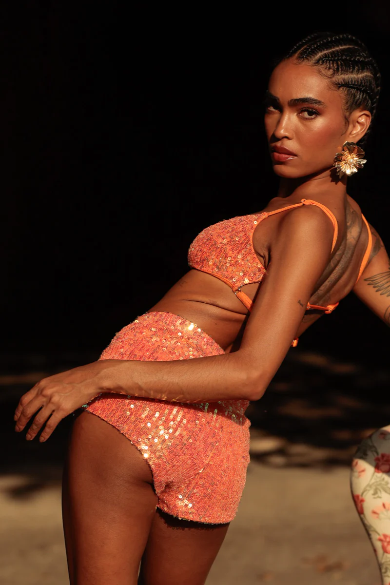 Rolling Bardot Shorts - Orange Sequins - Image 3