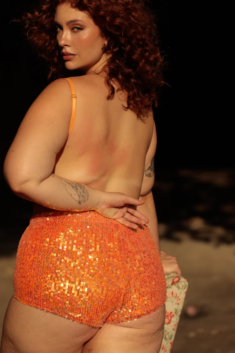 Rolling Bardot Shorts - Orange Sequins - Image 5