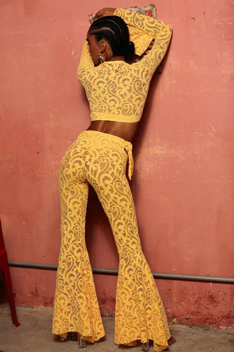 Rolling Bell Bottom Pants - Canary Lace - Image 2